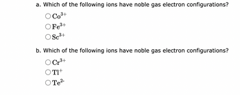 Answered: Which of the following ions have noble… | bartleby