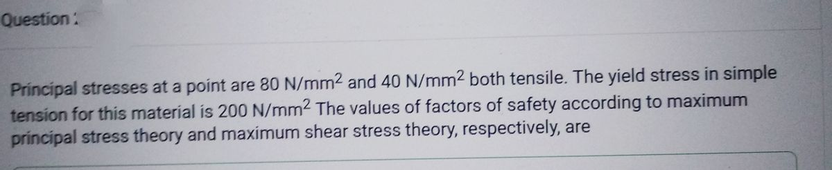 Solved] Principal stresses at a point are 80 N/mm2 and 40 N/mm2, bot