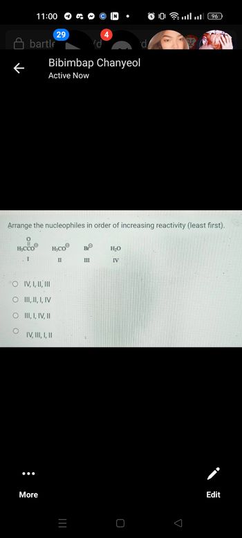 Answered Arrange The Nucleophiles In Order Of… Bartleby