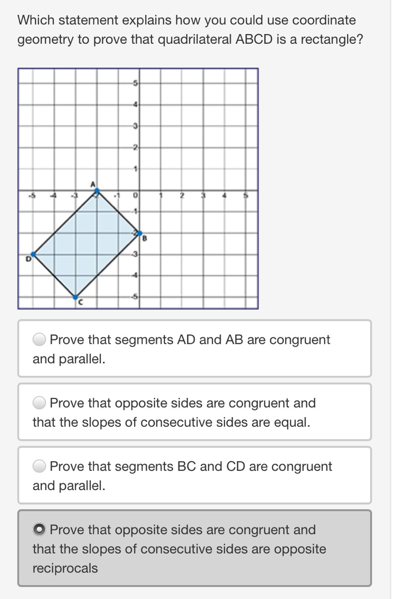 high school co-ordinate geometry with a quadrilateral and two