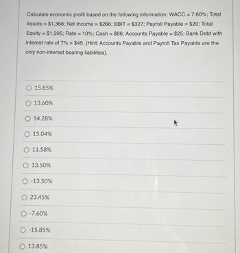 Answered: Alculate Economic Profit Based On The… | Bartleby