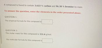 Answered: A compound is found to contain 3.622 %… | bartleby