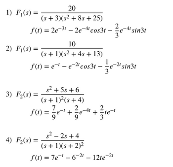 Answered: (s) = 20 (s+3)(s² +8s+25)… | bartleby