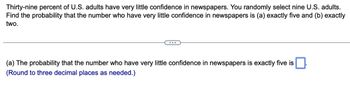 Answered: Thirty-nine Percent Of U.S. Adults Have… | Bartleby