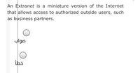 An Extranet is a miniature version of the Internet
that allows access to authorized outside users, such
as business partners.
ylgn
İhi
