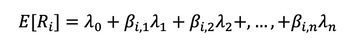 E[R] = 20 + Bi,1λ₁ + Bizλ₂+, ..., +ẞinλn