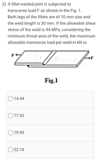 Answered: A Fillet-welded Joint Is Subjected To… | Bartleby