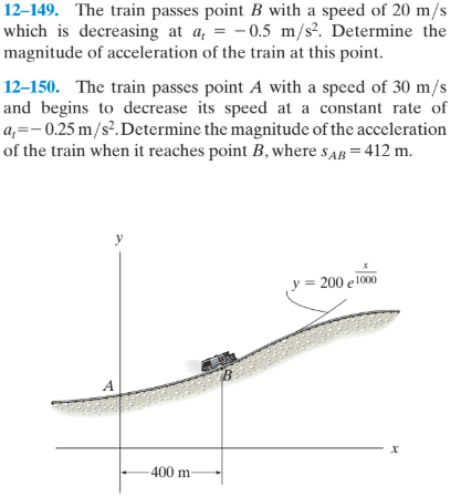 Answered: 12–149. The Train Passes Point B With A… | Bartleby