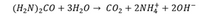 (H2N)2CO + 3H20 → cO2 + 2NH† + 20H-
