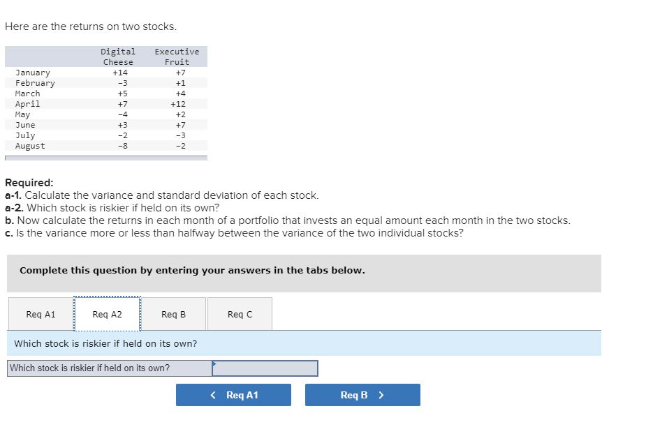 Answered: Here Are The Returns On Two Stocks.… | Bartleby