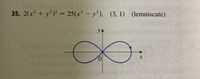 bnsx lo 20ulnv lln 1ot 0 vo.
35. 2(x² + y²)² = 25(x² - y²), (3, 1) (lemniscate)
%3D
(0)"L bat o1 YA
lo 1dgin orlh o ain
noigen les
odi lo sgbo odi no .c)og
Sboteool qmel orh at ix o pv
191
8-
0.
