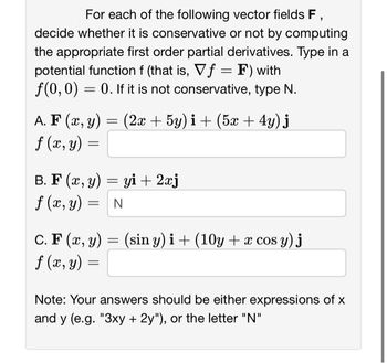 Answered: For Each Of The Following Vector Fields… | Bartleby