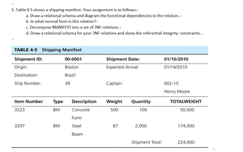 Answered: Ņ 5. Table 4-5 Shows A Shipping… | Bartleby