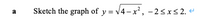 Sketch the graph of y = v4-x², - 2<x<2. +
a
