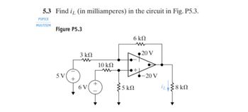 Answered: 5.3 Find i (in milliamperes) in the… | bartleby