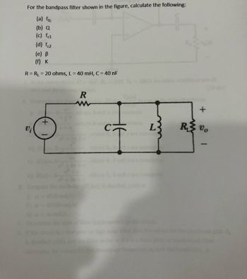 Answered: For The Bandpass Filter Shown In The… | Bartleby