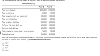 The balance sheets at the end of each of the first 2 years of operations indicate the following:
Kellman Company
Year 2
Year 1
Total current assets
$600,000
$560,000
Total investments
60,000
40,000
Total property, plant, and equipment
900,000
700,000
Total current liabilities
125,000
65,000
Total long-term liabilities
350,000
250,000
Preferred 9% stock, $100 par
100,000
100,000
Common stock, $10 par
600,000
600,000
Paid-in capital in excess of par-common stock
75,000
75,000
Retained earnings
310,000
210,000
Using the balance sheets for Kellman Company, if net income is $250,000 and interest expense is $30,000 for Year 2, what are the earnings
per share on common stock for Year 2 (rounded to the nearest cent)?
Oa. $2.49
Ob. $4.02
Oc. $4.16
Od. $4.32
