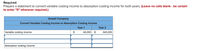 Required:
Prepare a statement to convert variable costing income to absorption costing income for both years. (Leave no cells blank - be certain
to enter "O" wherever required.)
Dowell Company
Convert Variable Costing Income to Absorption Costing Income
Year 1
Year 2
Variable costing income
$
46,000
$
640,000
Absorption costing income
