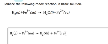 Answered Balance the following redox reaction in bartleby