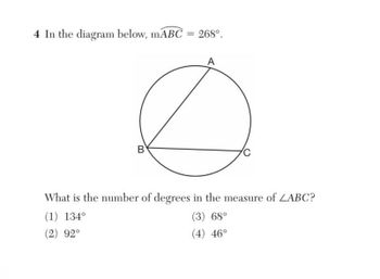 Answered: 4 In the diagram below, mABC = 268°. B… | bartleby