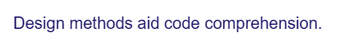 Design methods aid code comprehension.