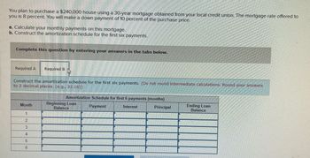 Answered: You Plan To Purchase A $240,000 House… | Bartleby