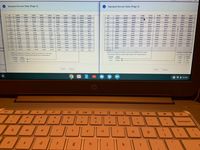 The image shows a laptop screen displaying two pages of a Standard Normal Table, commonly used in statistics to find the probabilities associated with a standard normal distribution (Z-scores).

### **Standard Normal Table (Page 1):**

- **Z-Score Values:** Range from -1.6 to 0.0, with increments of 0.1.
- **Probability Values:** Displayed as four-digit numbers representing cumulative probabilities for each Z-score.
- **Table Layout:** The leftmost column represents the Z-score, and the subsequent columns correspond to the second decimal place of the Z-score.
- **Example Entry:** For a Z-score of -1.6 and 0.05, the cumulative probability is 0.0548.
- **Note:** For Z-scores below -3.49, use an area of 0.0001.
- **Interpolation Example:**  
  - Z = -1.645, Area = 0.0500  
  - Z = -2.575, Area = 0.0050

### **Standard Normal Table (Page 2):**

- **Z-Score Values:** Range from 2.0 to 3.4, with increments of 0.1.
- **Probability Values:** Displayed as four-digit numbers similar to page 1.
- **Layout:** The format mirrors page 1, with Z-scores in the leftmost column.
- **Example Entry:** For a Z-score of 2.0 and 0.03, the cumulative probability is 0.9778.
- **Note:** For Z-scores above 3.49, use an area of 0.9999.
- **Interpolation Example:**  
  - Z = 1.645, Area = 0.9500  
  - Z = 2.575, Area = 0.9950

### **Common Critical Values Table:**

- **Confidence Level 90%:** Critical Z = 1.645
- **Confidence Level 95%:** Critical Z = 1.960
- **Confidence Level 99%:** Critical Z = 2.576

### **Additional Notes:**

- The tables provide a quick reference to find probabilities and Z-scores without the need for calculation.
- “Print” and “Done” buttons are visible, indicating options for output or closure of the screen.

This setup aids in the understanding of how Z-scores relate