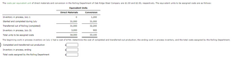 Answered: The costs per equivalent unit of direct… | bartleby