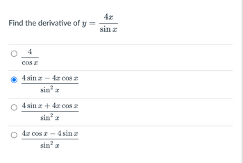 derivative of y sin 4 x