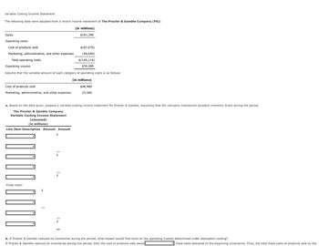 Answered: Variable Costing Income Statement The… | Bartleby