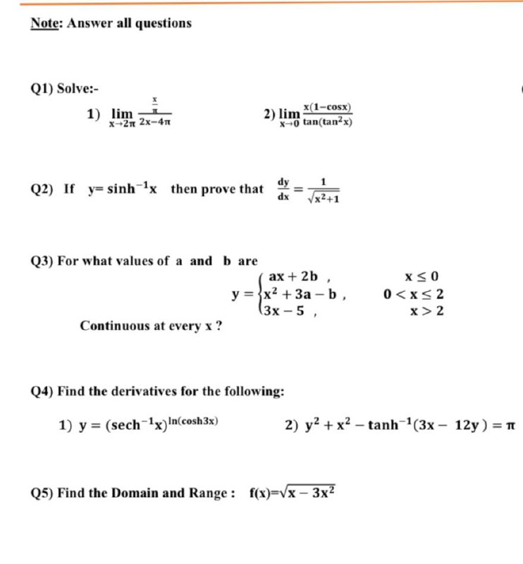 Answered Q1 Solve 1 Lim X 2n 2x 4n 2 Lim Bartleby