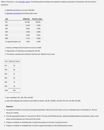 Answered: Ottoson Fencing Inc. Uses Job Order… | Bartleby