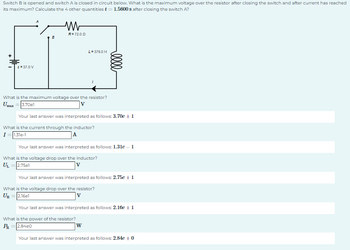 Answered: Switch B Is Opened And Switch A Is… | Bartleby