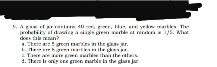 A jar contains just 3 green marbles, and 2 red marbles. A marble is  selected at random and replaced. A second Marble is selected. What is the  probability that one marble is