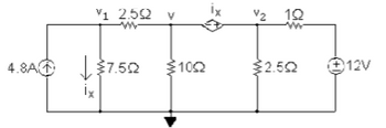 V1 250 V
.84 €7.5Ω
Τ
ix
1022
V2 1Ω
{2.5Ω
7124