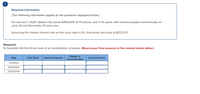 Required information
(The following information applies to the questions displayed below.)
On January 1, 2024, Splash City issues $300,000 of 7% bonds, due in 10 years, with interest payable semiannually on
June 30 and December 31 each year.
Assuming the market interest rate on the issue date is 6%, the bonds will issue at $322,317.
Required:
1. Complete the first three rows of an amortization schedule. (Round your final answers to the nearest whole dollar.)
Change in
Carrying Value
Date
Cash Paid
Interest Expense
Carrying Value
1/1/2024
6/30/2024
12/31/2024
