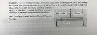 Problem 4
The Figure shows a shaft simply supported in ball bearings at A and B, and is loaded
by a force F that fluctuates between Fmax = 8 kN and F,min = 0. The shaft is made of AISI 1040 CD steel
(Sut
= 590 MPa) and has a fully corrected endurance
limit Se
180 MPa. Estimate the life of the part. If
F
%3D
A
infinite life is predicted, calculate the factor of safety.
200 mm
200 mm
Hint: The fatigue strength fraction of Sut at 103 cycles is
f = 0.86.
%3D
30 mm
OCO.00 0.02.0,0A0
R1
R2
00.2202
AD O CI.00
