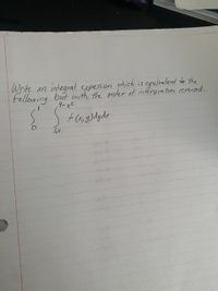 Write an integral expression which is equiralent to the
following but with the order of htérgration reversed.
4-x2
3X
