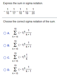 Answered: Express The Sum In Sigma Notation. 1 1… | Bartleby