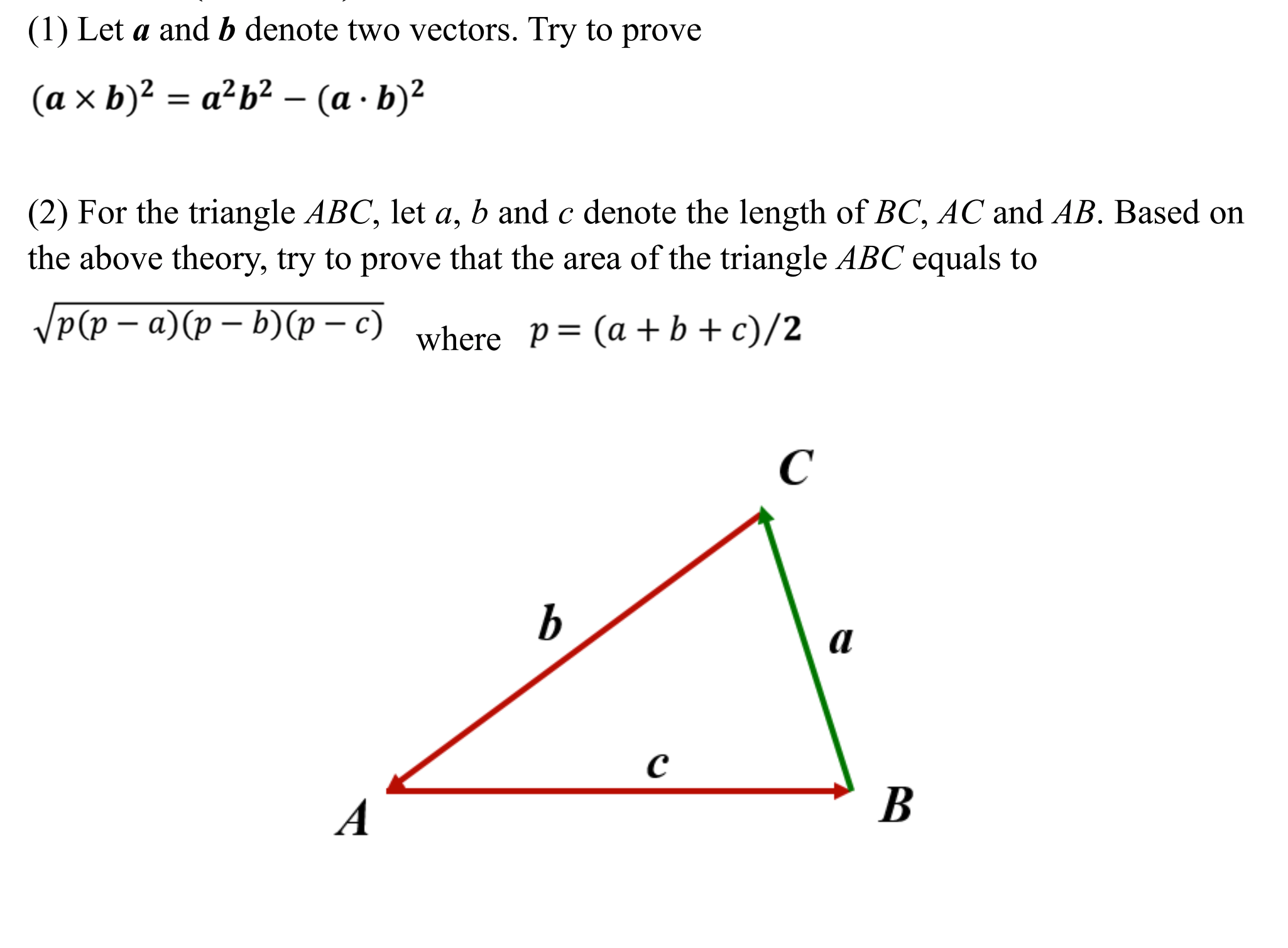 Answered: (1) Let A And B Denote Two Vectors. Try… | Bartleby