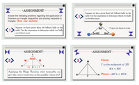 O.
ASSIGNMENT
Answer the following problems regarding the application of
theorems on triangle inequalities and proving inequality in
triangles. (Show your solutions)
Suppose we have given three left billiard balls on the
table. Use the expressions to determine which two balls
are furthest apart.
ASSIGNMENT-
L
56154
12
12
O
E
2x V x + 5
Applying the Hinge Theorem, what inequality can
give the correct restriction on the possible values of x?
<1>
<3>
A
Suppose we have given three left billiard balls on the
table. Use the expressions to determine which two balls
are furthest apart.
8
80°
* Figure not drawn to scale
2
m
T
x+10)°
(2x)
ASSIGNMENT
Given:
T is the midpoint of AH
MA< MH
Prove: LMTA < MTH
X
H