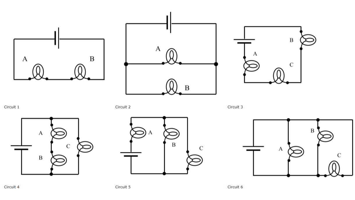 В
A
B
B
Circuit 2
Circuit 3
Circuit 1
В
В
A
B
Circuit 4
Circuit 5
Circuit 6
