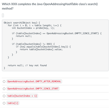 Answered: Which XXX completes the Java… | bartleby