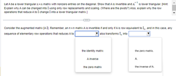 Answered Let A be a lower triangular nxn matrix bartleby