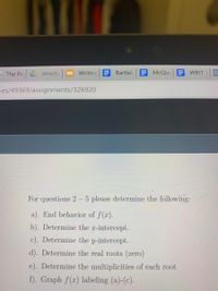 Answered: For Questions 2-5 Please Determine The… | Bartleby