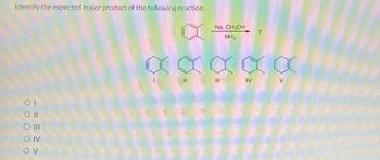 Identify the expected major product of the following reaction.
01
O II
O III
OIV
OV
Na, CH3OH
NH3
|||
IV