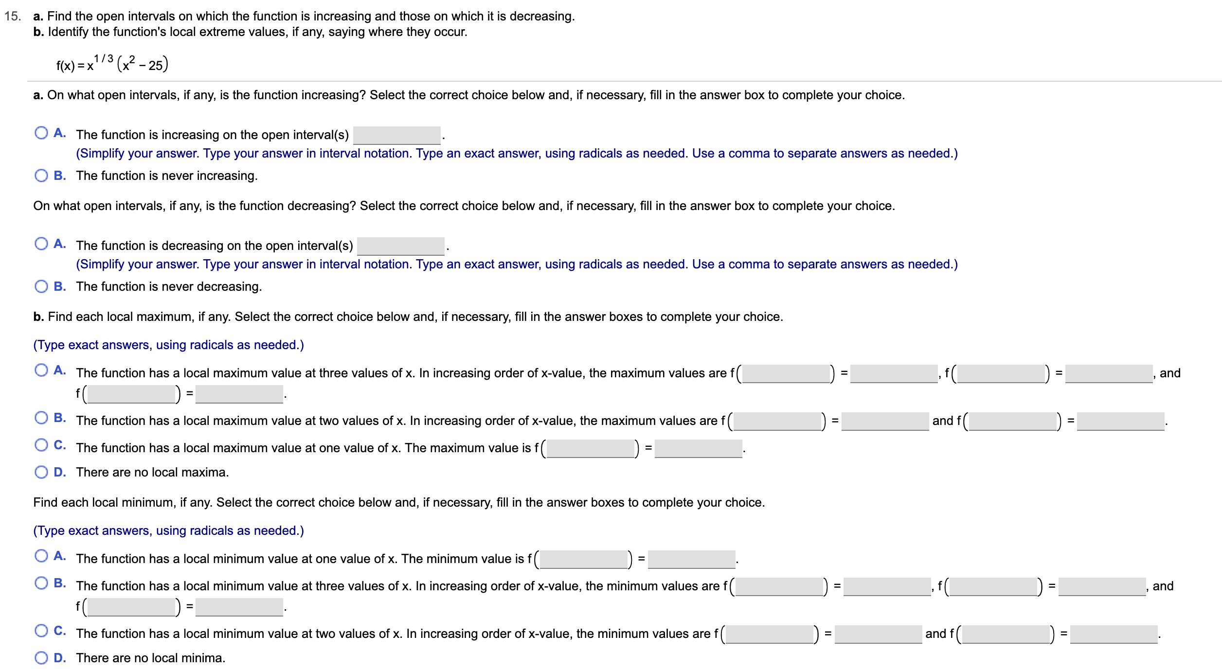 Answered 15 A Find The Open Intervals On Which Bartleby 4096