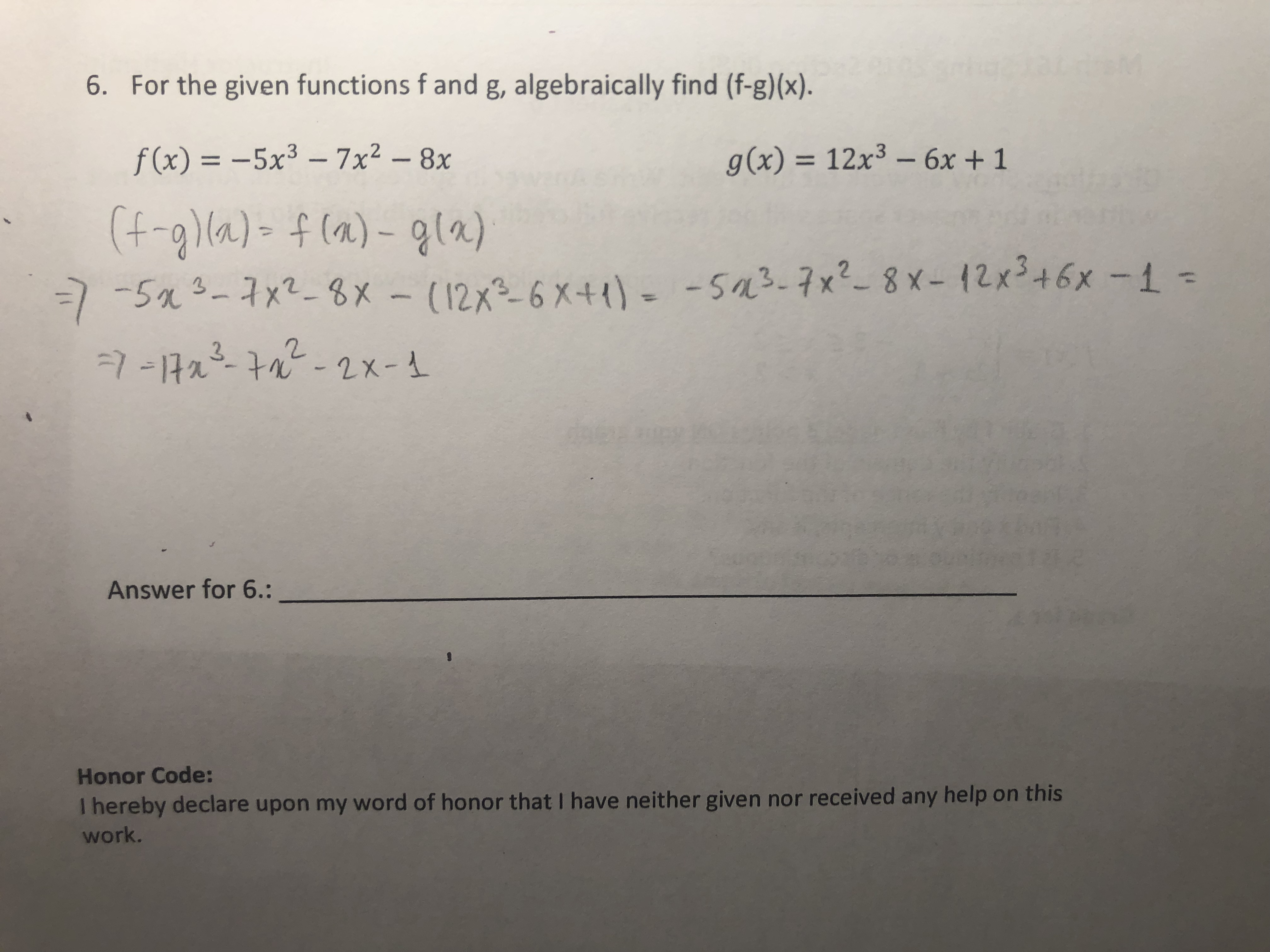 Answered 6 For The Given Functions F And G Bartleby 7689