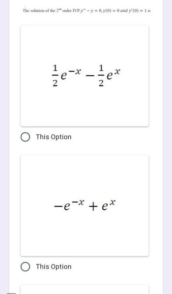 Answered The Solution Of The 2 Order Ivp Y Y… Bartleby