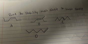 Rank the Stability most stable to
A
D
M
B
least stable